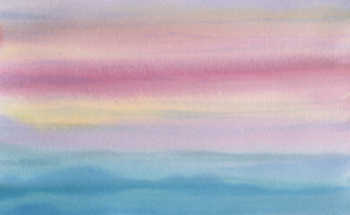 Painting of a sky with a pink and blue gradient