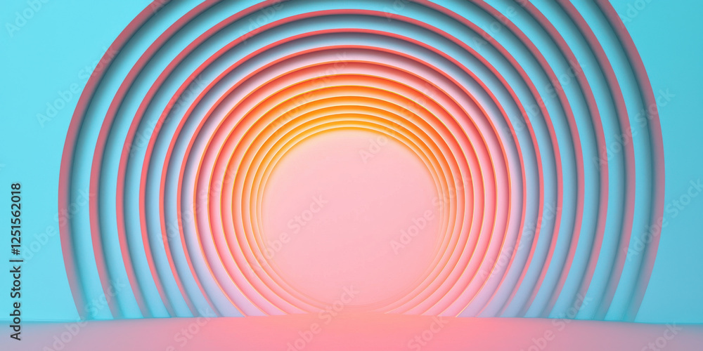 Poster colorful abstract background with concentric circles and gradient hues