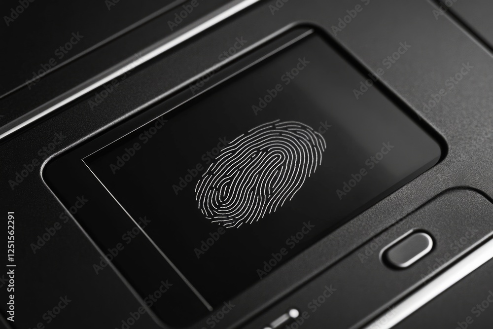 Poster fingerprint being scanned on a modern device, ensuring security and access control through biometric