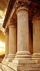 Obraz premium Ancient columns, sunlight, historical architecture
