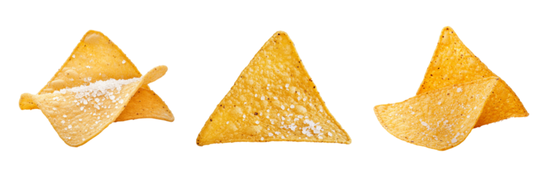 Delicious Tortilla Chips on White  Isolated on transparent background