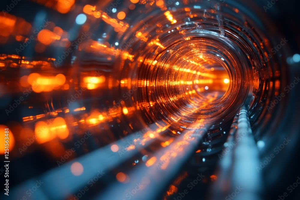 Aufkleber abstract circular tunnel effect created with orange and blue lights and bokeh