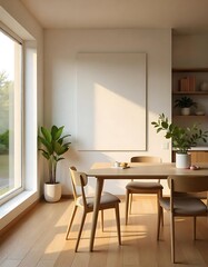 Modern Dining Room With Minimalist Decor and Sunlight
