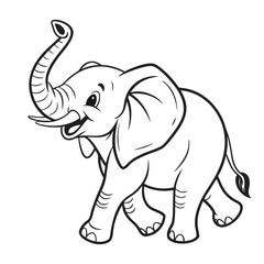 Adorable Baby Elephant Coloring Page Illustration