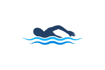 Simple swimming icon, swimming 
 person logo vector illustration for swimming sport.