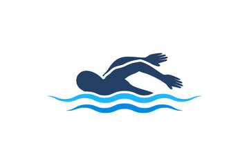Simple swimming icon, swimming 
 person logo vector illustration for swimming sport.