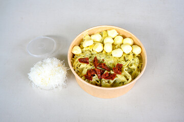 Macaroni Salad with red bell pepper, onion, celery, gherkins and mayonnaise dressing.Traditional...