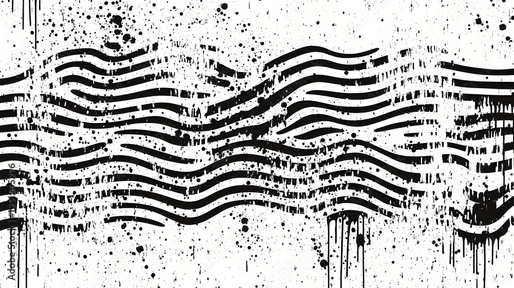 Poster dramatic abstract black and white fluid motion waves and splashes background