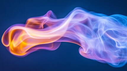 Obraz premium Abstract Holographic Display, Vivid Neon Orange And Cool Blue Ethereal Waves Of Light, Soft Bokeh