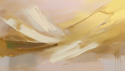 art modern oil and acrylic smear blot painting wall abstract texture beige gold color stain brushstroke background