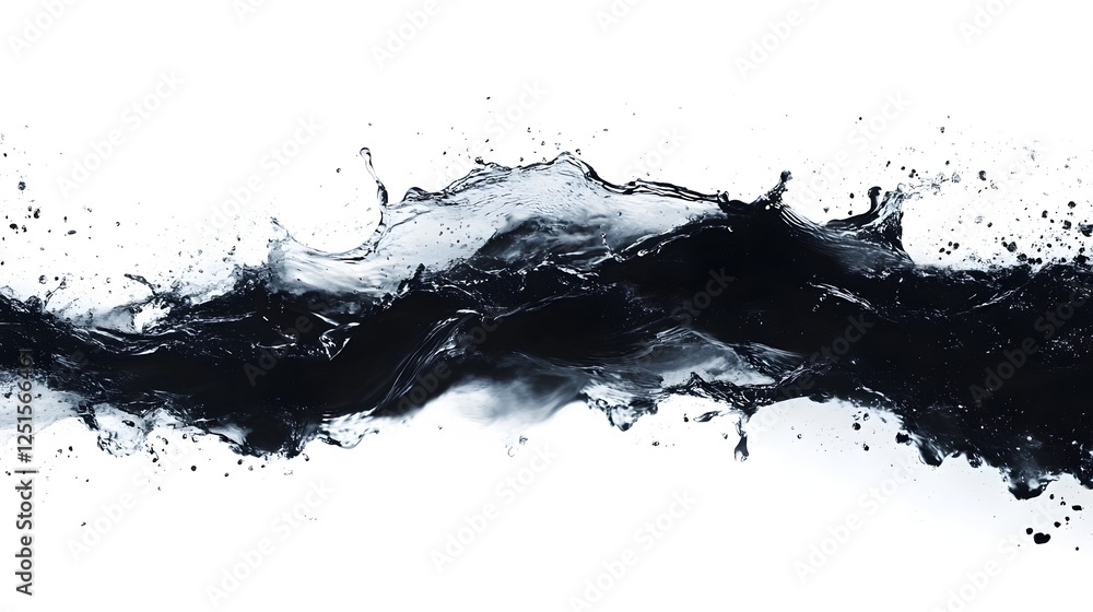 Leinwandbilder Dramatic and dynamic liquid motion captured in a striking monochrome splash design  This abstract energetic image showcases the powerful turbulent flow of water with a minimalist conceptual aesthetic