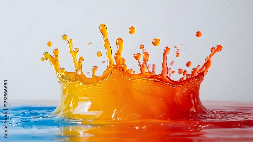 Aufkleber Dramatic and Energetic Liquid Splash with Bursting Colorful Droplets in High Speed Motion Showcasing Intense Visuals and Creative Graphic Design