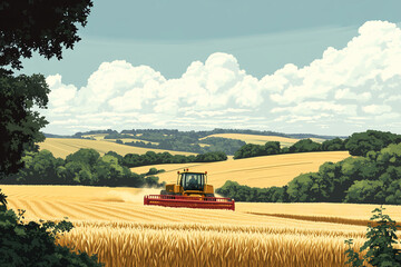 Naklejka premium tractor in field