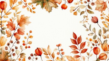 Autumn Leaves and Berries Watercolor Design for Seasonal Decor