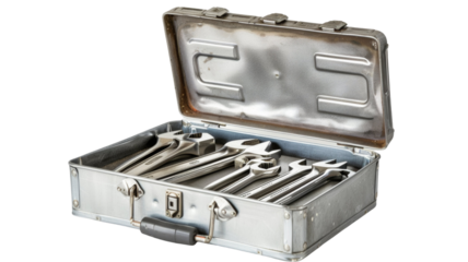 Metal Toolbox with Various Tools for DIY Projects