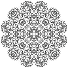 Mandala Design with Radiating Patterns for Mindful Coloring