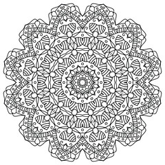 Mandala Design with Radiating Patterns for Mindful Coloring