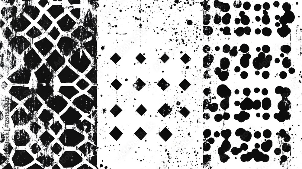 Aufkleber dramatic black and white abstract textured geometric patterns for creative design