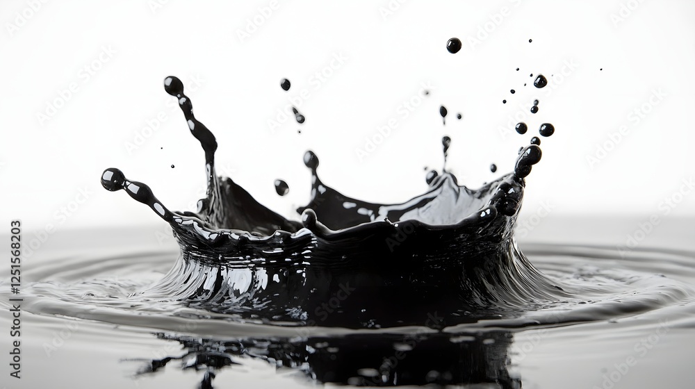 Poster Dramatic black and white image showcasing the dynamic motion and flow of a liquid splash against a dark background  The image captures the fluid movement transparency