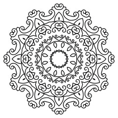 Monochrome Mandala with Spiral Elements for Relaxation