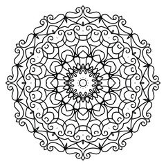 Monochrome Mandala with Spiral Elements for Relaxation