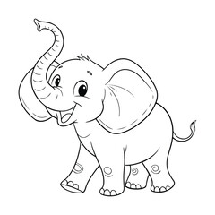 Adorable Baby Elephant Coloring Page Illustration