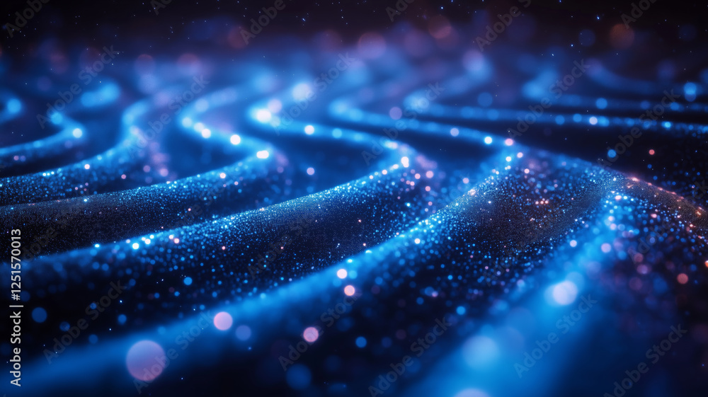 Poster visualization of entangled photons in a quantum wave landscape