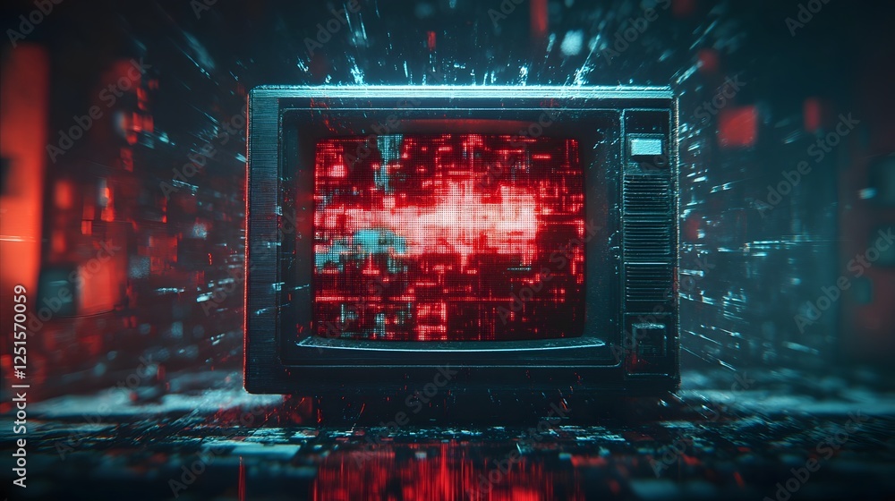 Aufkleber dramatic futuristic digital landscape with a glowing neon grid intricate circuits and a vibrant tech