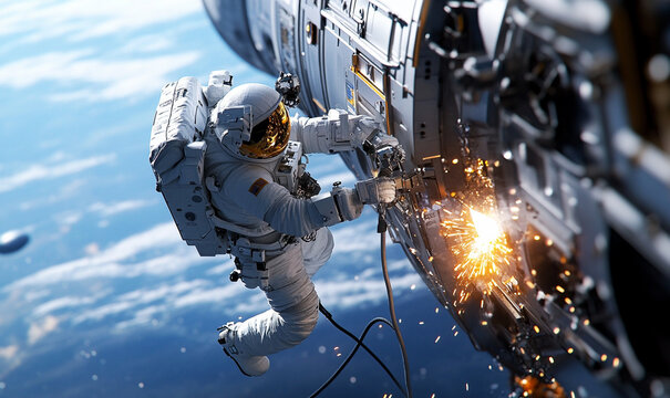 A daring extravehicular activity as an astronaut repairs vital equipment.
