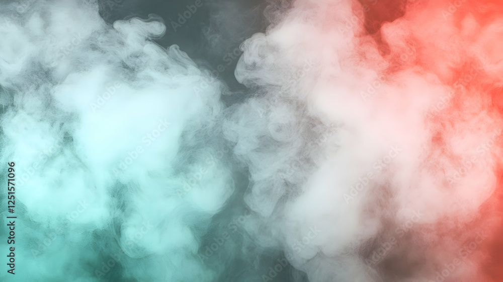 Poster abstract smoke clouds with red and teal gradient background effect