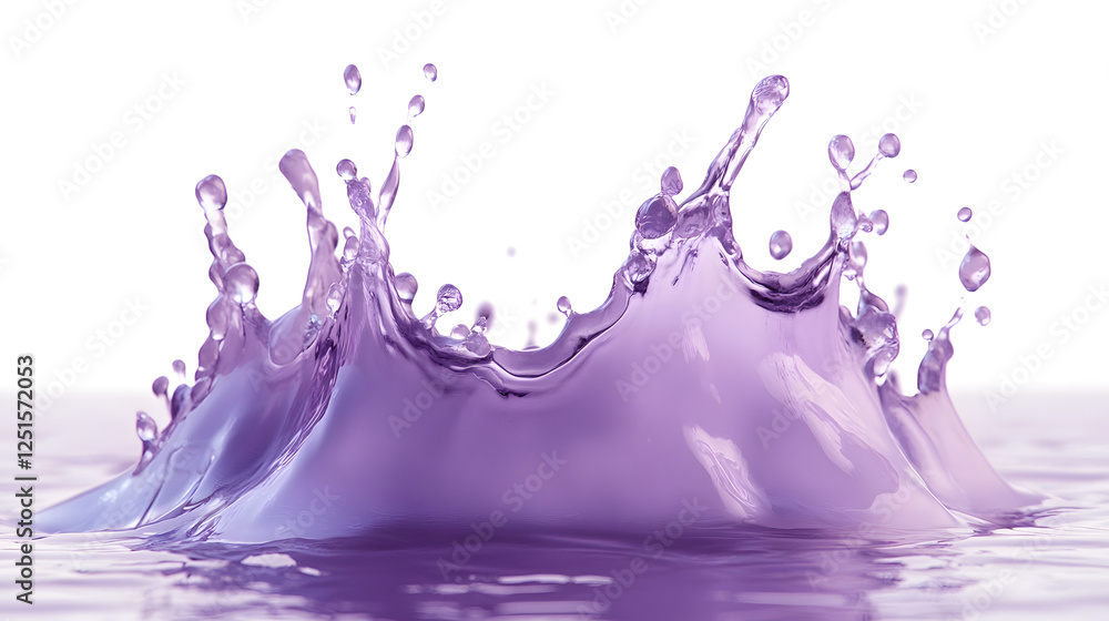 Aufkleber Dramatic purple liquid splash and droplet movement with swirling dynamic energy and fluid force captured in a studio photography setting  and experimental abstract design and pattern