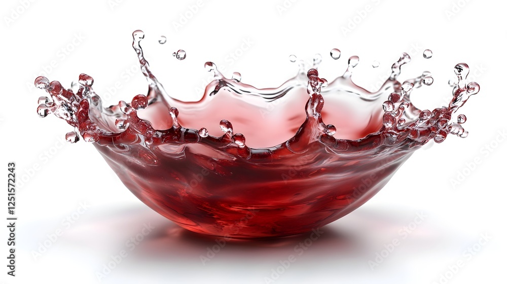 Poster dramatic red liquid splash captured in motion with a crystal glass bowl creating a dynamic vibrant a