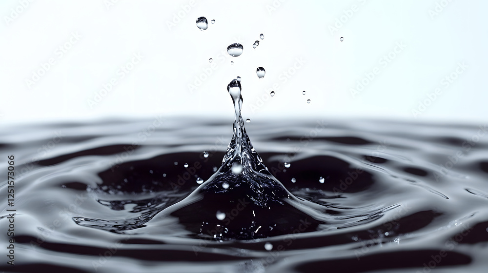Aufkleber Dramatic Splash of a Single Water Droplet Creating Captivating Patterns and Rippling Effects on a Calm Smooth Surface