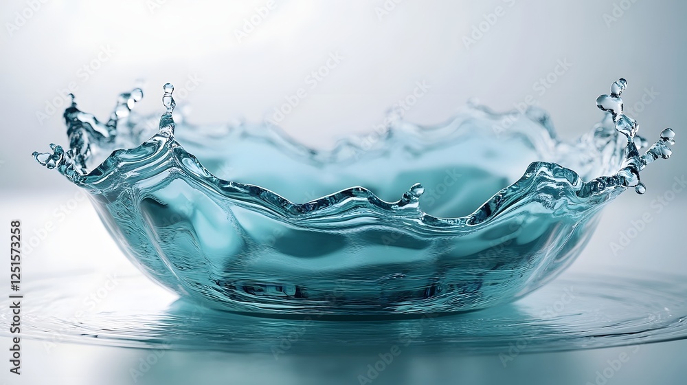 Leinwandbilder dramatic splash of cool crisp water against a serene icy blue background creating a dynamic and refr