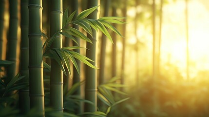 Obraz premium Sunset Bamboo Forest Serenity Background
