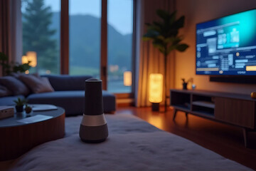 Modern living room with fireplace and stylish furniture
