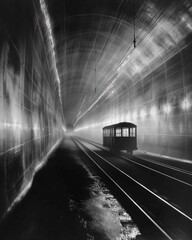 An automatic trolley with coal moves along the min_008