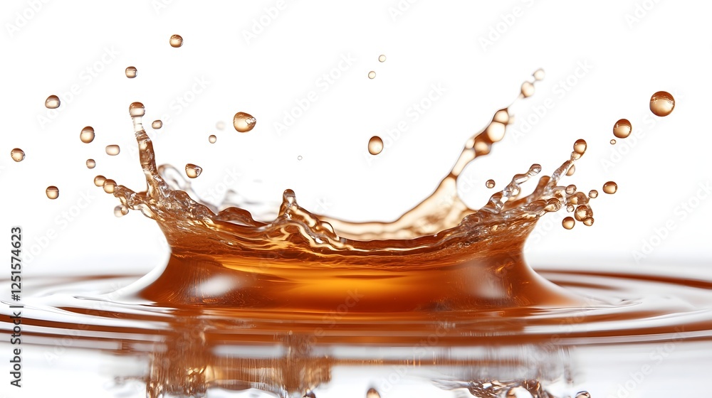 Poster Dramatic splashing water droplet in motion creating an abstract and colorful liquid reflection  Dynamic watery surface with flowing patterns and vibrant lighting effects