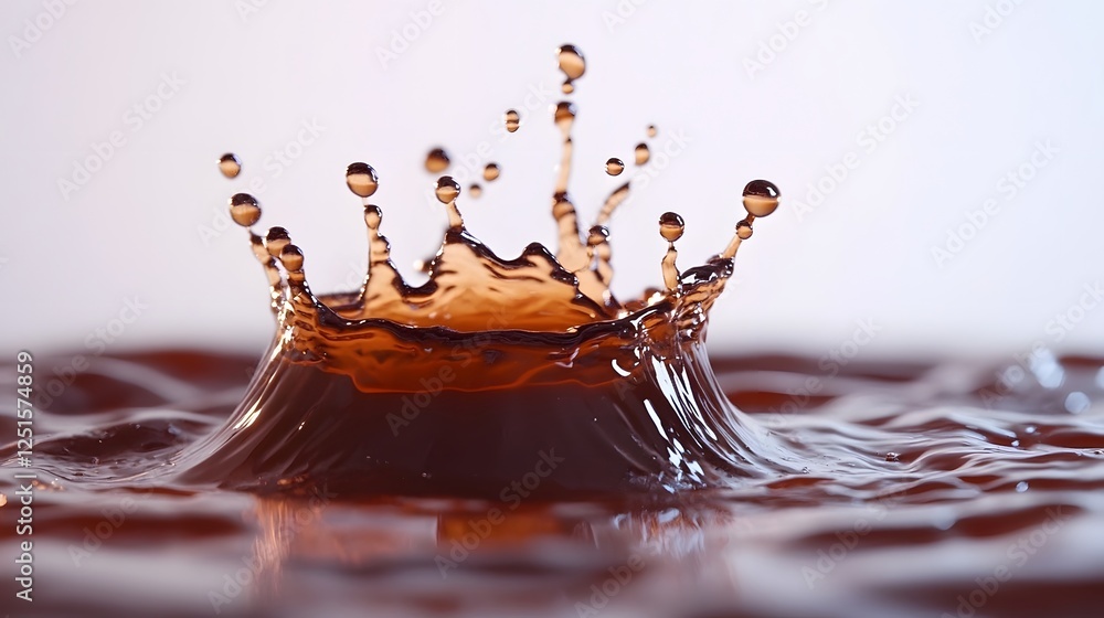 Poster dramatic splashing water droplets forming a crown like liquid sculpture with dynamic movement swirli