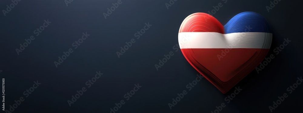 Poster a heart symbol merging two flags: the interplay of national identity and unity