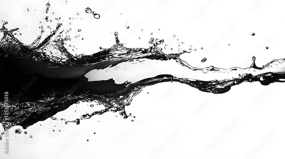 Fototapete Dramatic splashing water movement captured in a monochrome abstract photography backdrop  The image showcases the dynamic energy fluidity and transparency of water in a minimalist conceptual design