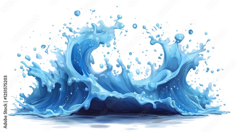 Aufkleber Dramatic splashing water waves with dynamic blue color creating an and graphic background  The image depicts powerful water motion energy and refreshing nature inspired visuals