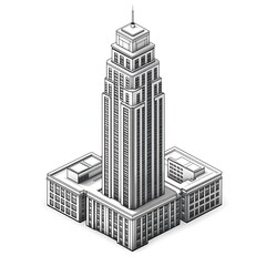 Urban building black white minimalist illustration high resolution hd picture