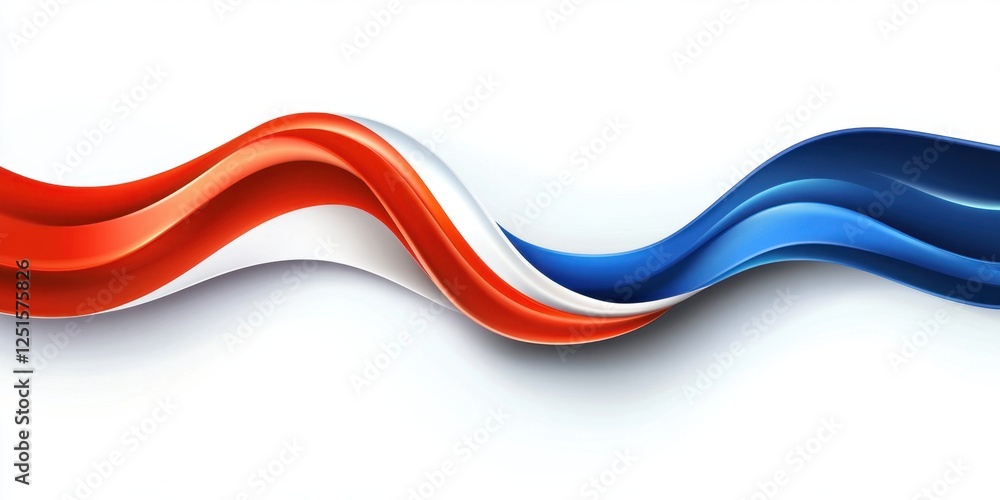 Poster elegant flowing waves of red, white, and blue creating a captivating visual display
