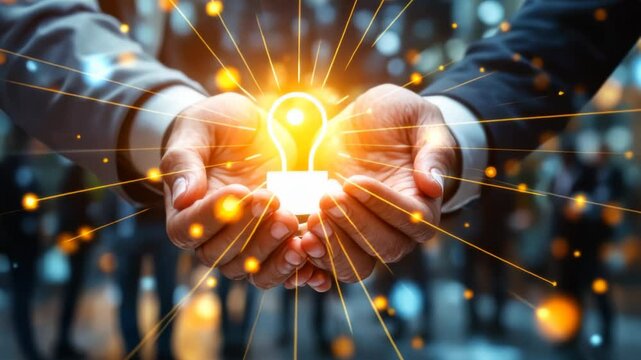 Protecting and nurturing talent:  A glowing symbol of human potential held within caring hands, representing growth, innovation, and the future of business.