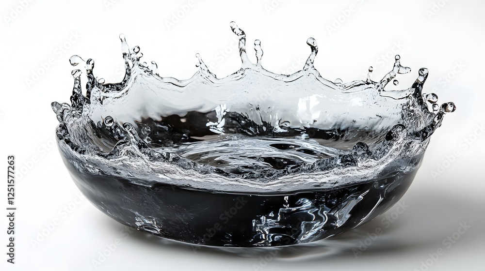 Poster Dramatic water splash effect captured in motion with vibrant ripple patterns fluid dynamics and a sense of energy and power  This abstract