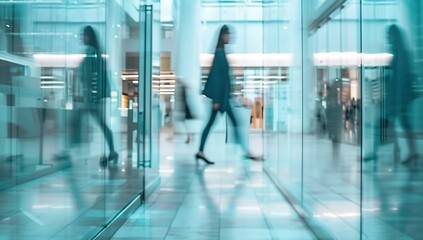 Blurred group of busy business people	