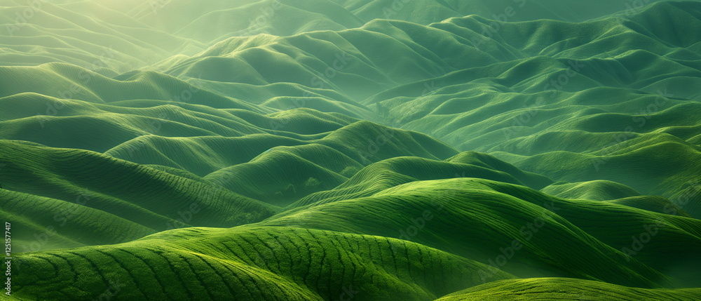 Poster endless emerald rows of tea bushes smoothly spread_003