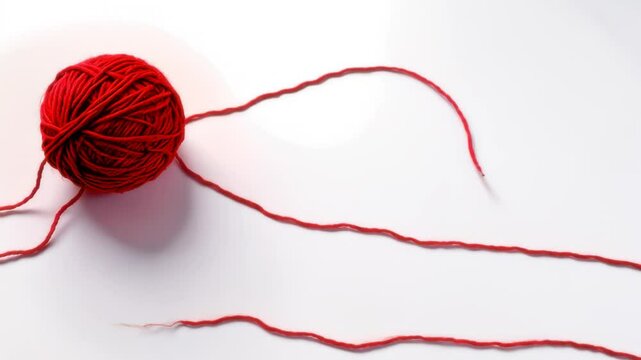 Red Yarn Ball and Loose Threads: A Simple Still Life