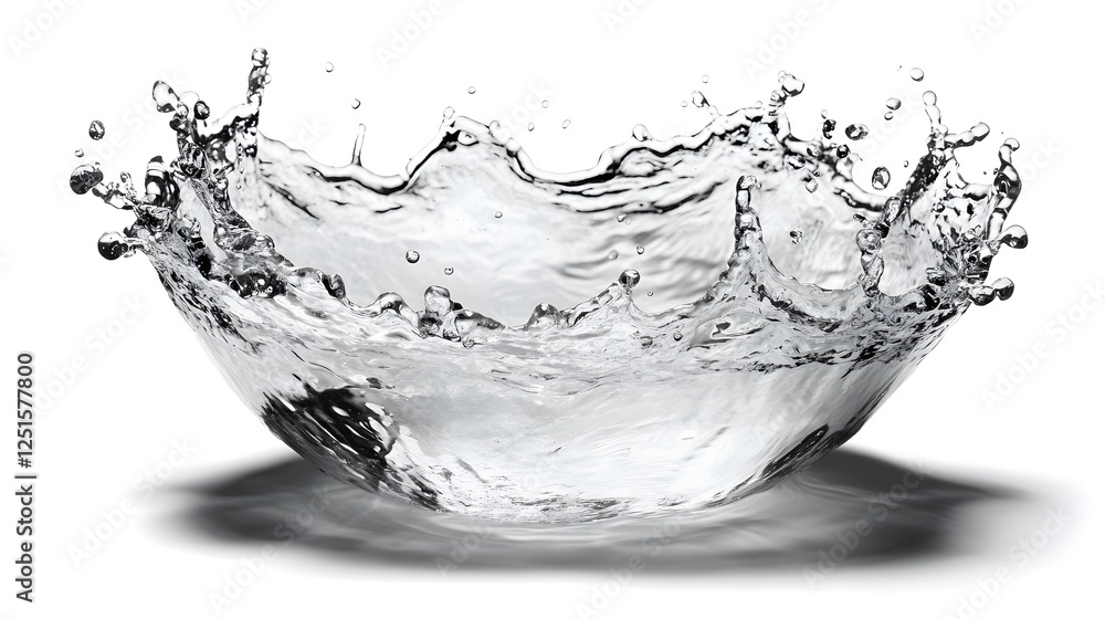 Aufkleber Dramatic water splash with dynamic movement and chaotic flow of transparent liquid creating an abstract and energetic background with a sense of power and force